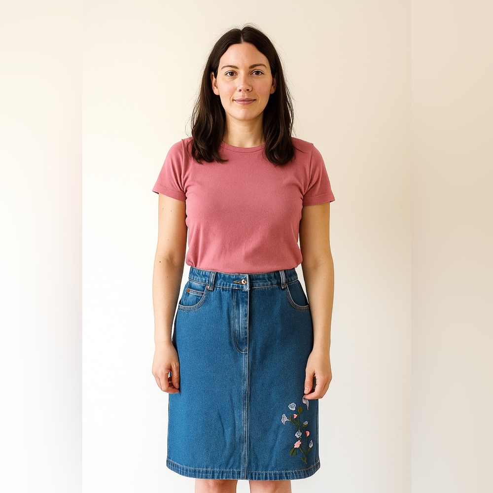 Vintage Embroidered Denim Skirt